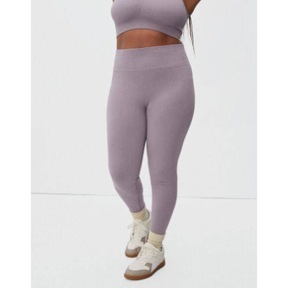 Everlane The Seamless Light Purple Ribbed Leggings Size M/L - Picture 2 of 9